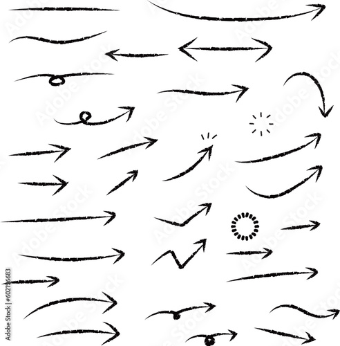 かわいい手書きの矢印セット　黒