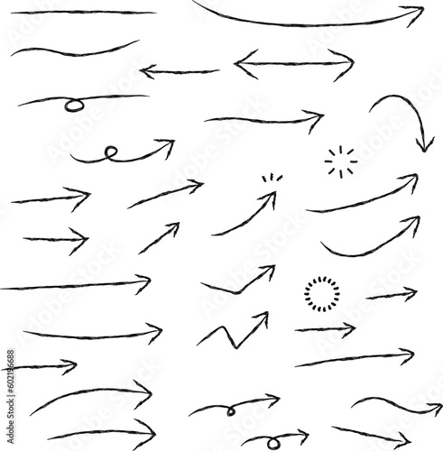 かわいい手書きの矢印セット　黒