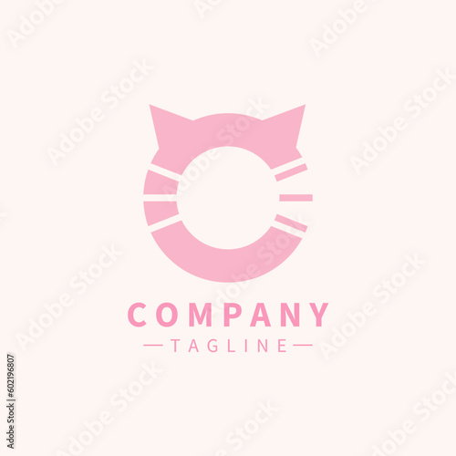 vector graphic design, initial letter O and cat monogram logo