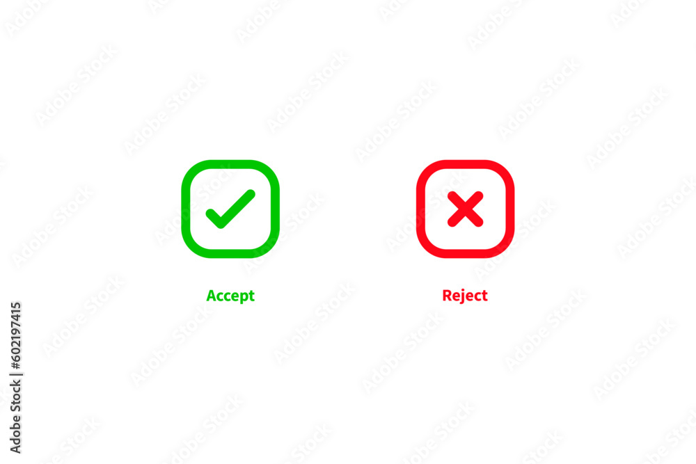 Check box accept and reject icon set .