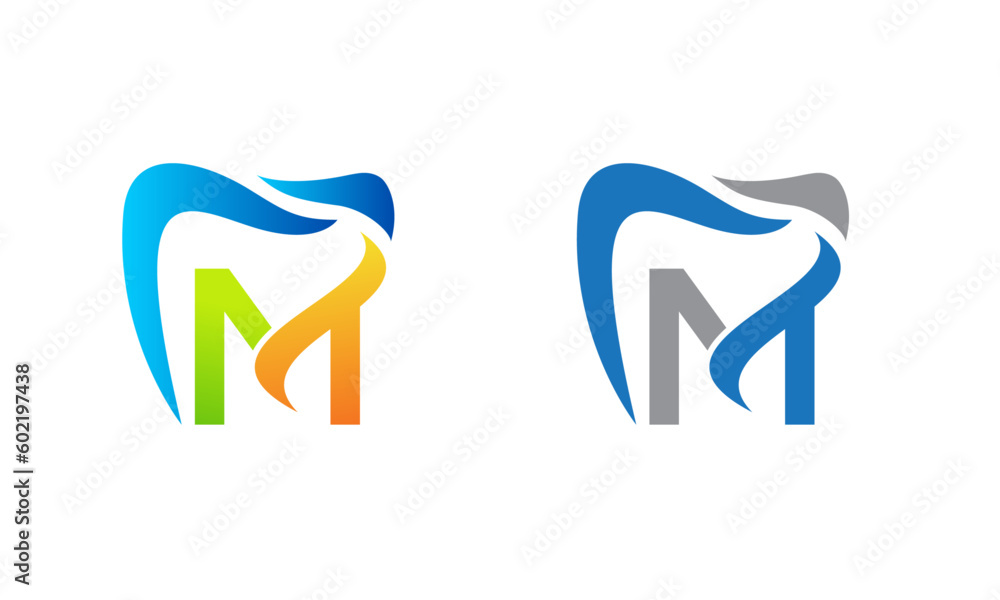 M dental logo and creative concept for dental care services. M dental logo and creative concept for dental care services.