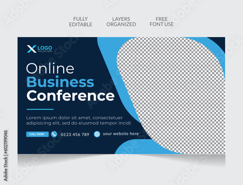 Webinar marketing business conference web banner and youtube thumbnail template