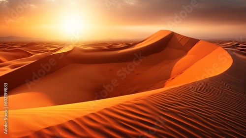dusk on sand rise internal parts the sahara take off. Creative resource  AI Generated