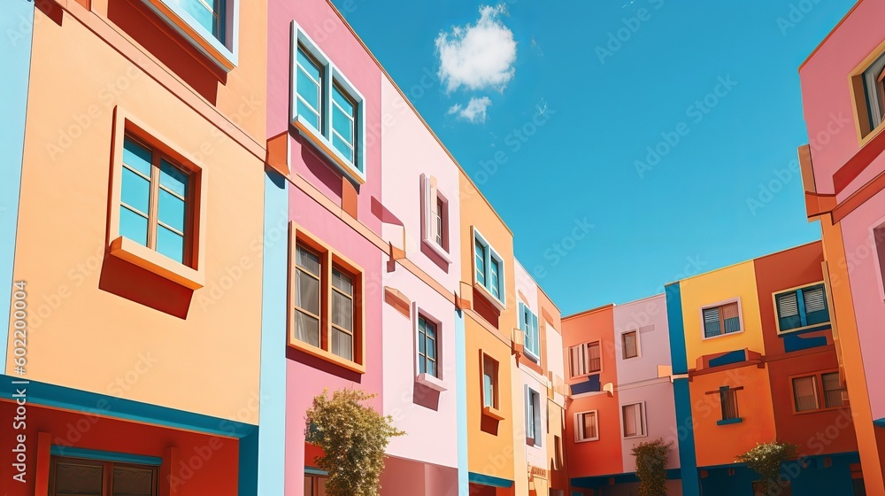 colorful building finish and blue sky yard. Creative resource, AI Generated colorful building finish and blue sky yard. Creative resource, AI Generated