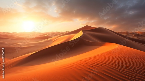 sunset on sand rise inner parts parts the sahara take off. Creative resource, AI Generated © Denys