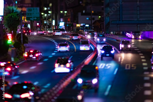 A night miniature traffic jam at the city street