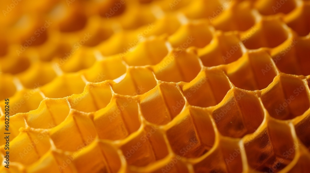 Yellow Honeycomb closeup establishment. Creative resource, AI Generated