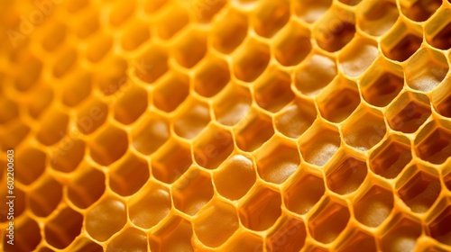 Yellow Honeycomb closeup establishment. Creative resource, AI Generated