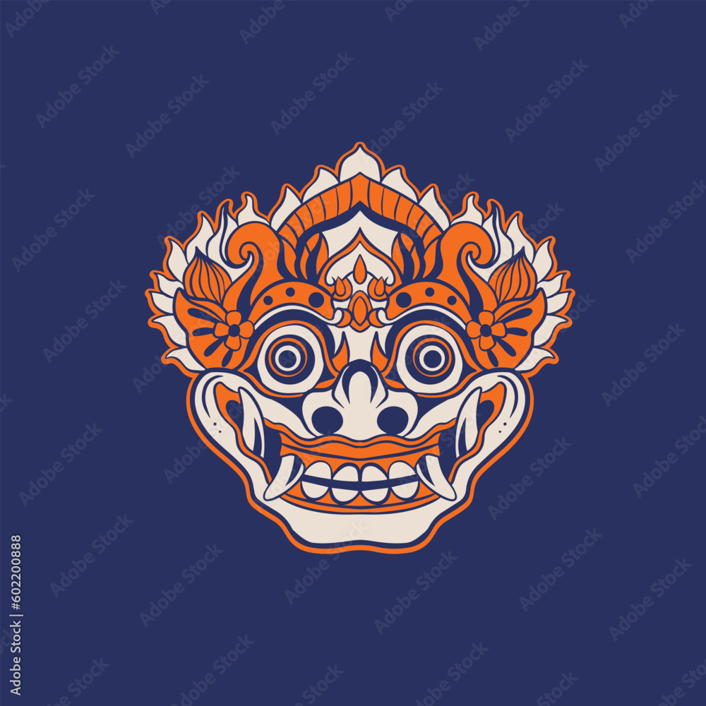 Fototapeta premium Balinese vector Barong Traditional Mask , devil mask Vector illustration