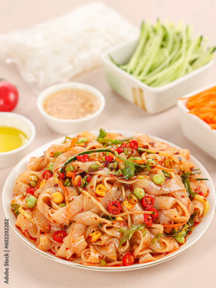 Noodles made from konjac flour, Chinese traditional spicy noodles