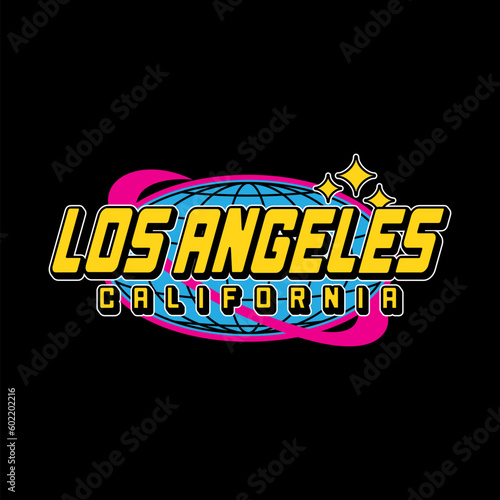 Los Angeles y2k streetwear vintage style colorful slogan quote vector icon illustration background. Suitable for tshirt, clothing, poster, banner, flyer, sticker