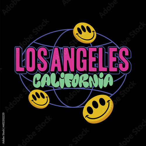 Los Angeles y2k streetwear vintage style colorful slogan quote vector icon illustration background. Suitable for tshirt, clothing, poster, banner, flyer, sticker