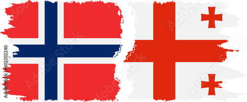 Georgia and Norway grunge flags connection vector