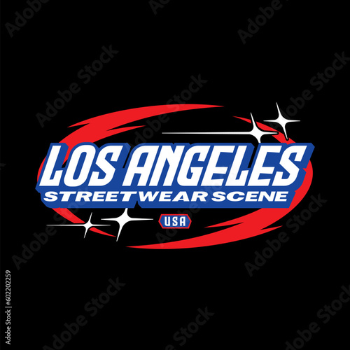 Los Angeles y2k streetwear vintage style colorful slogan quote vector icon illustration background. Suitable for tshirt, clothing, poster, banner, flyer, sticker