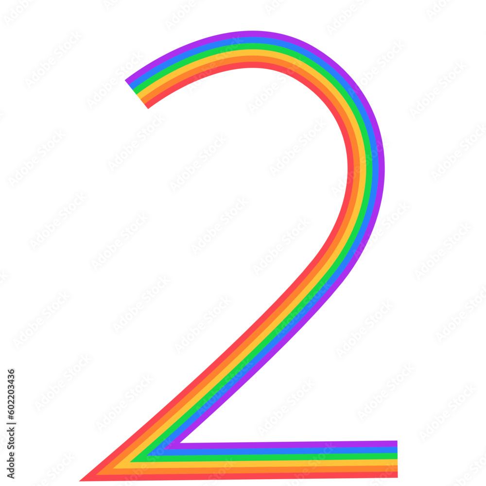 Obraz premium number 2 rainbow letter