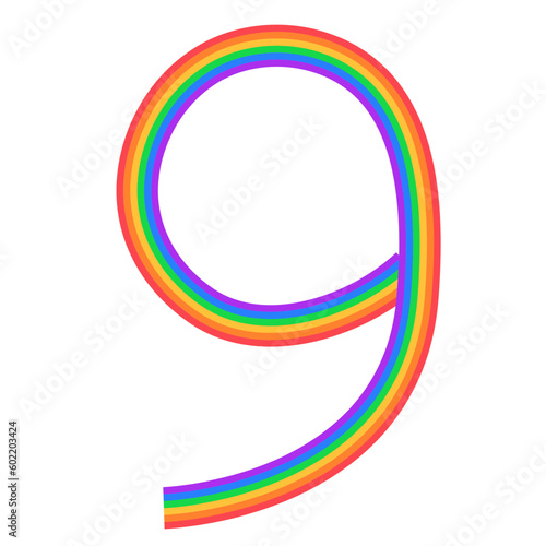 number 9 rainbow letter