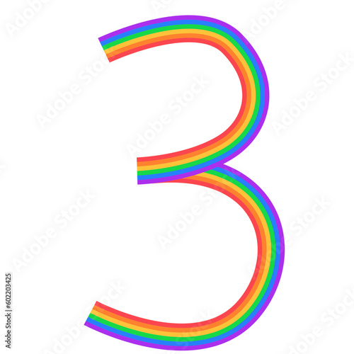 number 3 rainbow letter