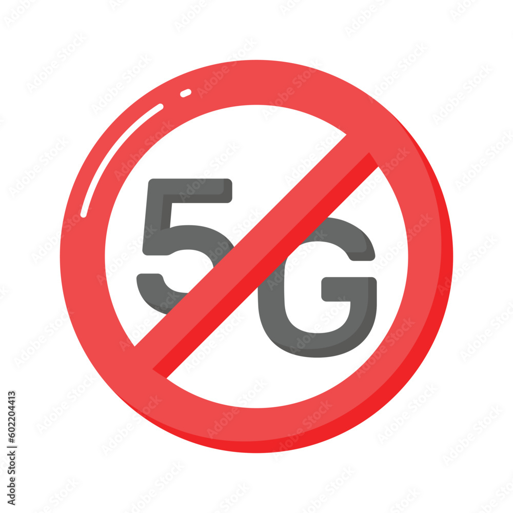 An icon of no 5G network in modern style, easy to use icon An icon of no 5G network in modern style, easy to use icon