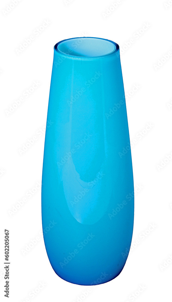 Sky Blue Bud Vase style Glass Vase isolated on a transparent background. PNG image for Graphics and Craft artwork.