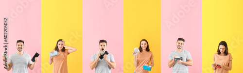 Collage of young woman and ...