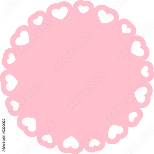 Circle scalloped frame with hearts, Pastel Cute Valentines Frame Border © Aletheia Shade