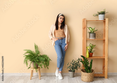 Young woman and shelving un...
