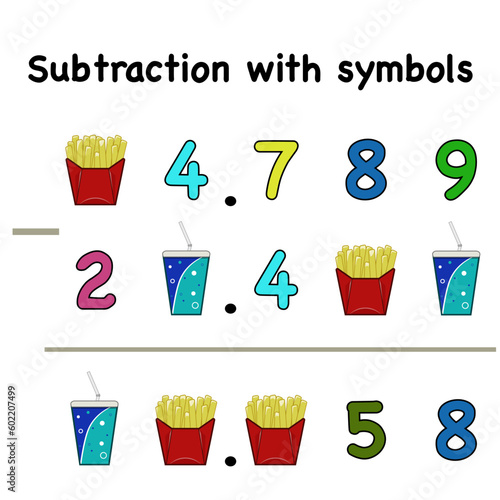 Find an answer in subtraction symbol mathematics logic for children