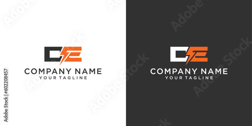Initial DE Letter logo with lightning bolt logo vector design