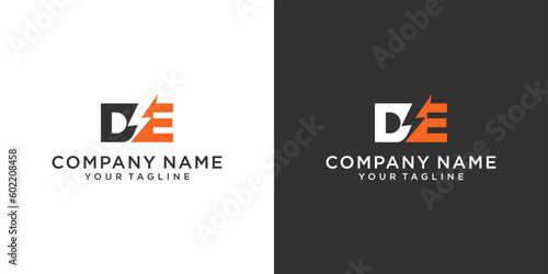 Initial DE Letter logo with lightning bolt logo vector design
