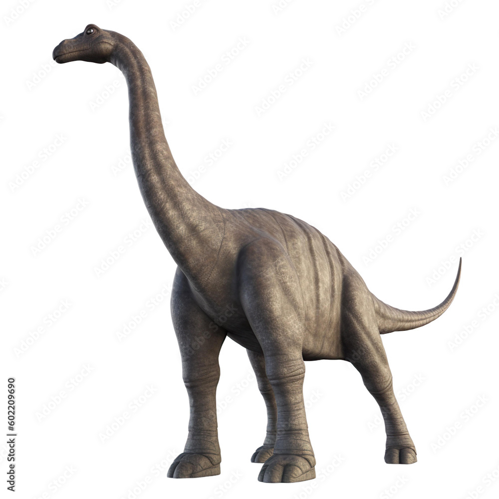 Fototapeta premium Dinosaur - Brachiosaurus on transparent background, Generative ai