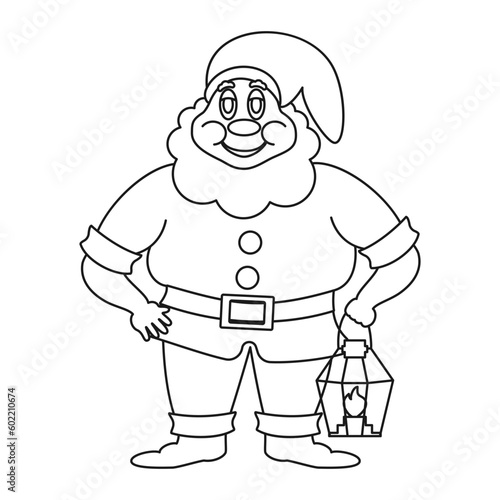 Vector black and white illustration. Gnome. Picture for coloring. Children s illustration.