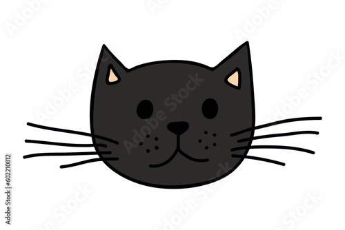 Hand drawn cat muzzle clipart. Cute pet face doodle