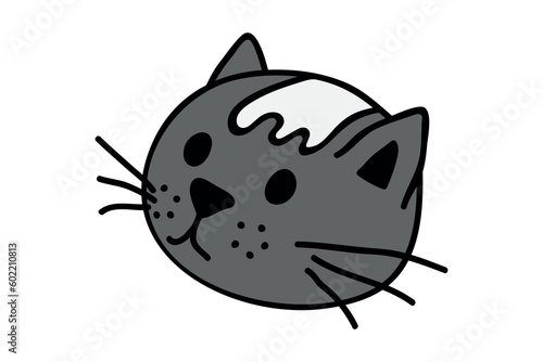 Hand drawn cat muzzle clipart. Cute pet face doodle