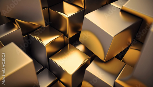 Gold brushed cubes. . Generative AI 