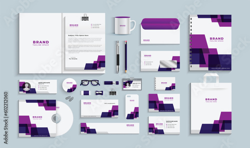 Business stationery set ,Modern corporate identity template with digital elements. Vector company style for brand book and guideline. simple business stationery items. photo