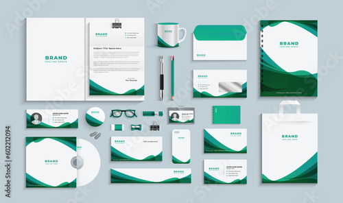 Business stationery set ,Modern corporate identity template with digital elements. Vector company style for brand book and guideline. simple business stationery items.