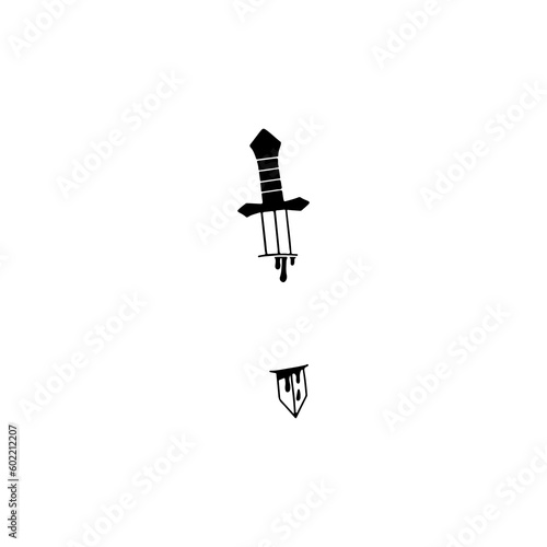 broken sword doodle illustration vector