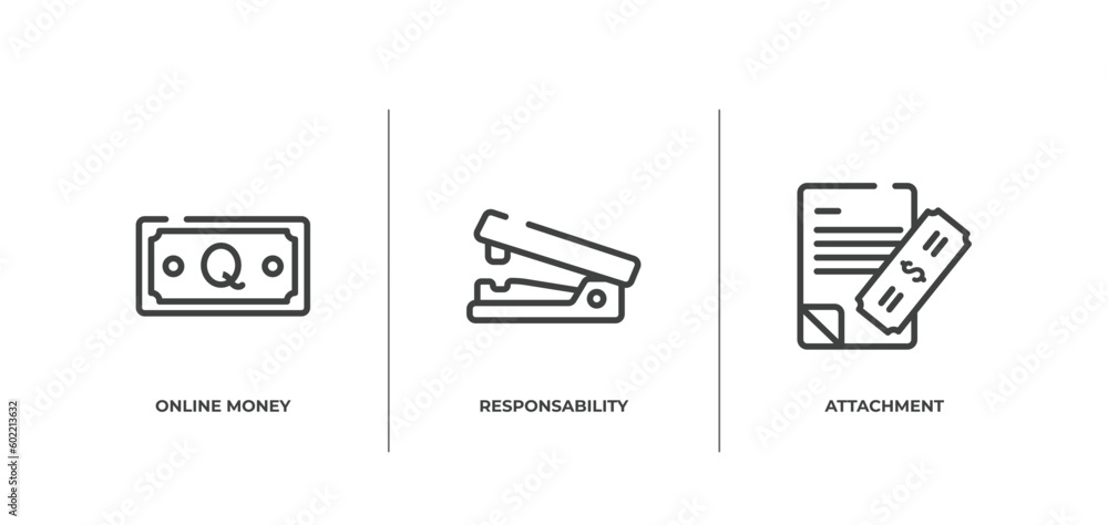 management outline icons set. thin line icons sheet included online money, responsability, attachment vector. management outline icons set. thin line icons sheet included online money, responsability, attachment vector.