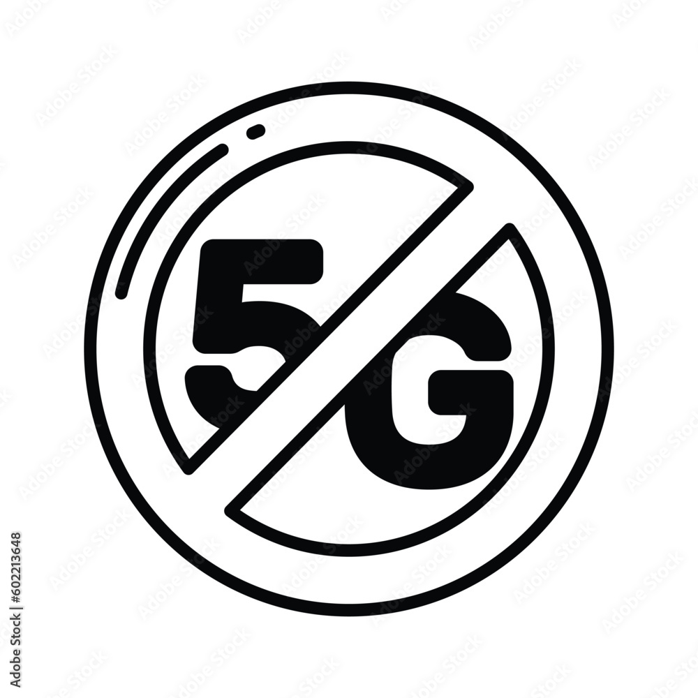 An icon of no 5G network in modern style, easy to use icon An icon of no 5G network in modern style, easy to use icon