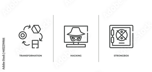 smart house outline icons set. thin line icons sheet included transformation, hacking, strongbox vector.