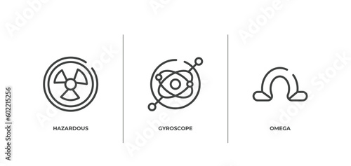 math symbols outline icons set. thin line icons sheet included hazardous, gyroscope, omega vector.