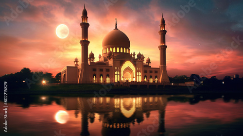 Illustration of amazing architecture design of muslim mosque concept © Absent Satu