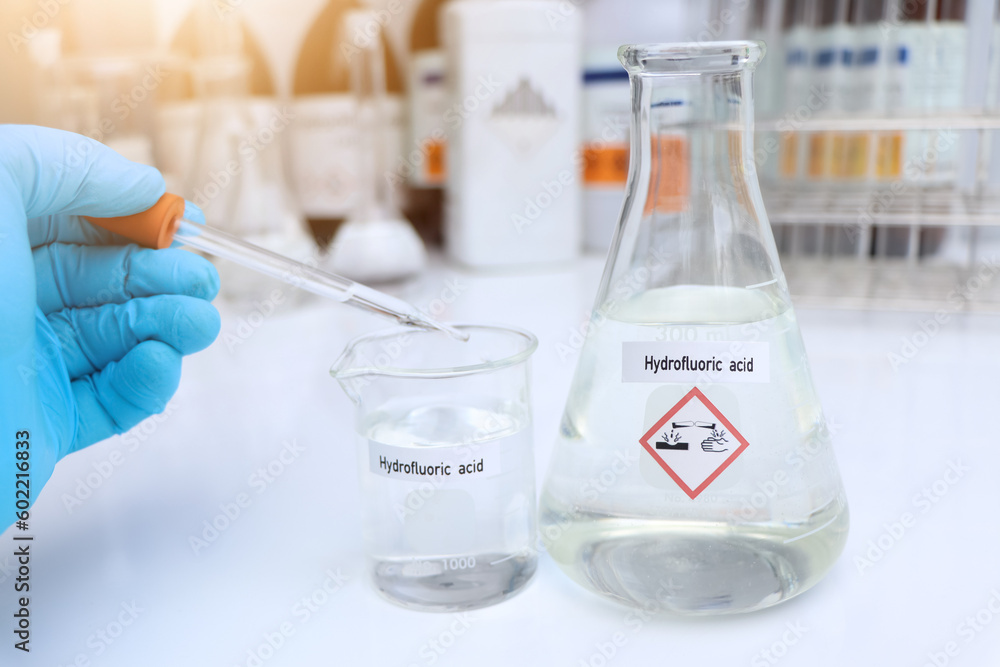 Hydrofluoric acid, Hazardous chemicals and symbols on containers Hydrofluoric acid, Hazardous chemicals and symbols on containers