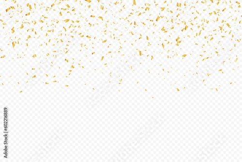 Glittering confetti on a transparent background. Gold confetti