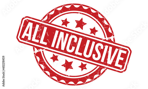 All inclusive grunge rubber stamp vector illustration on white background. All inclusive grunge rubber stamp.