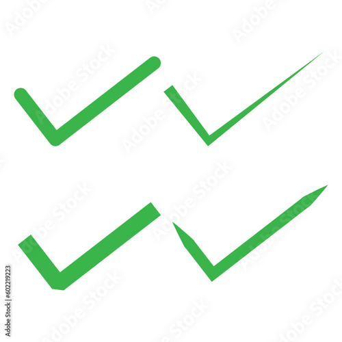Green check mark icon, checklist mark Set vector image 