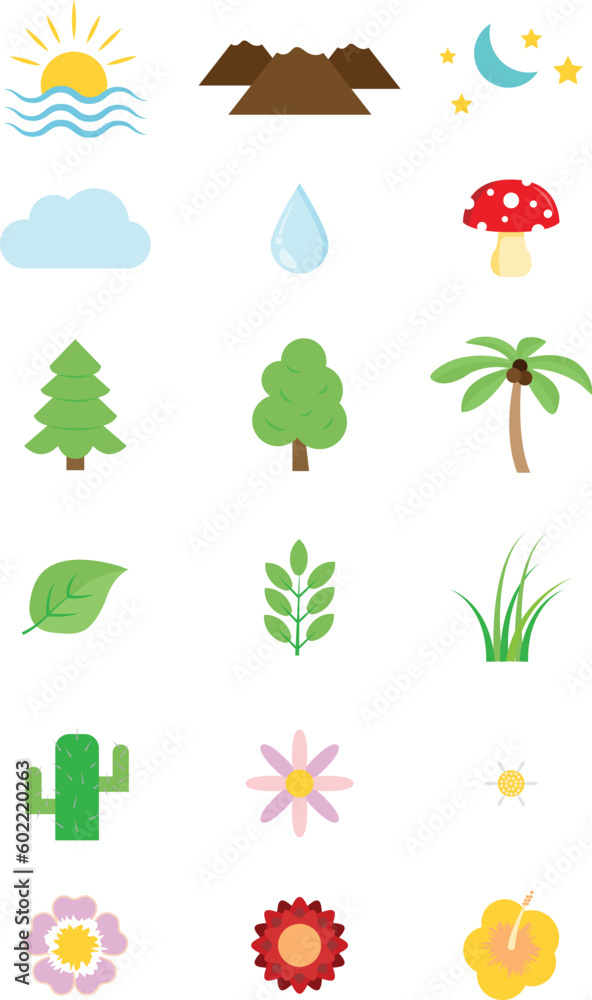 set of nature icons vector