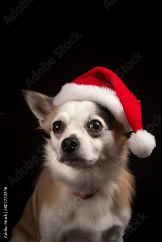 dog in Christmas hat isolated generated ai