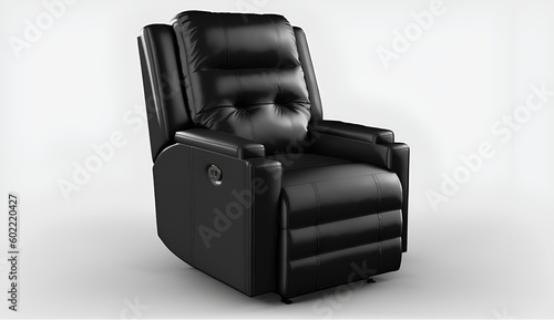 Leather recliner chair isolated on white background,  side view, Generative AI photo