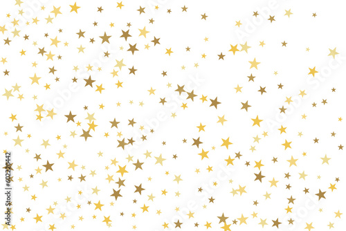 Star confetti. Gold casual confetti background. Bright design pattern.